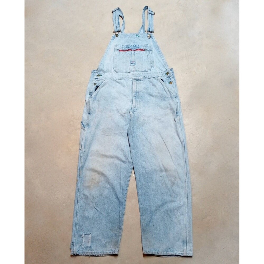 VTG POINTER BRAND Made in USA Bib Overalls Fits 40x30 Denim Carpenter Workwear